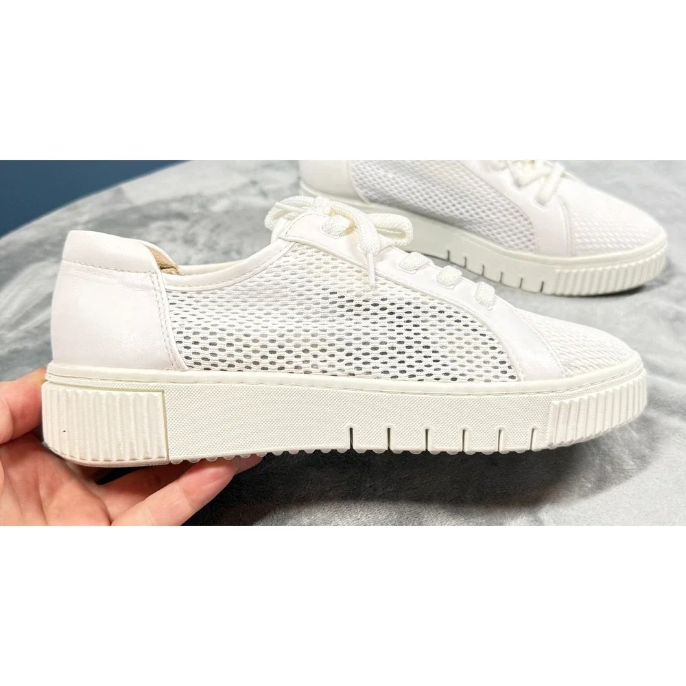 Naturalizer Soul Womens 10M Sneakers White Mesh Lace Up Platform Casual Shoes